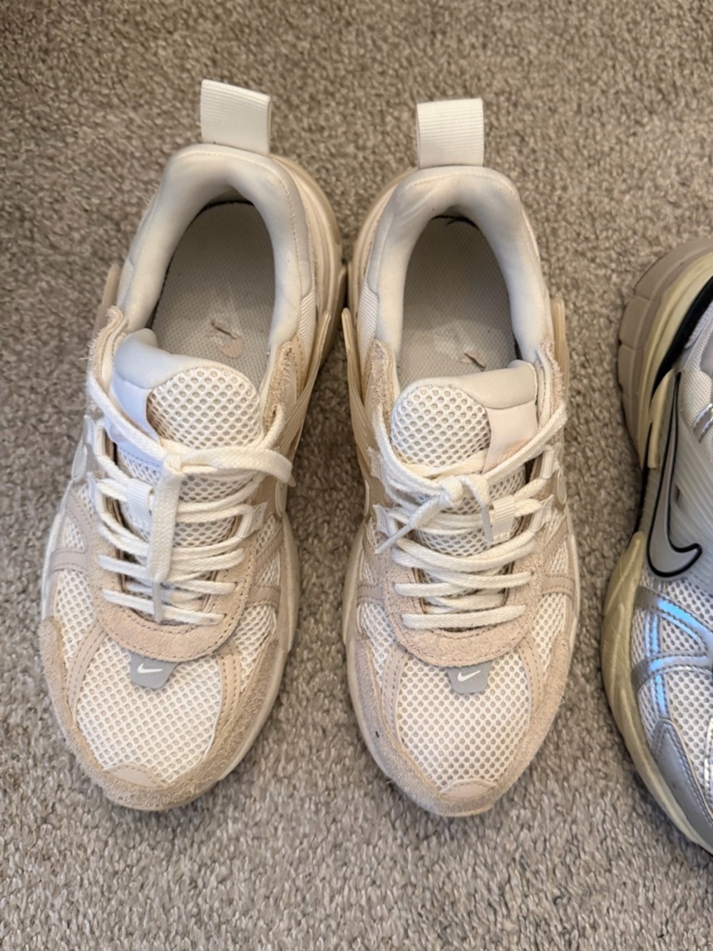Beige Mesh Sneakers with Subtle Logo